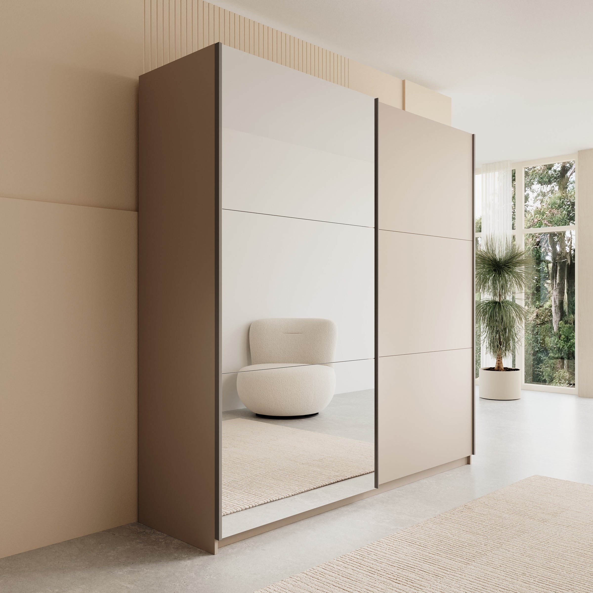 Andros - Kledingkast met schuifdeuren - Beige - 200x58x207 cm