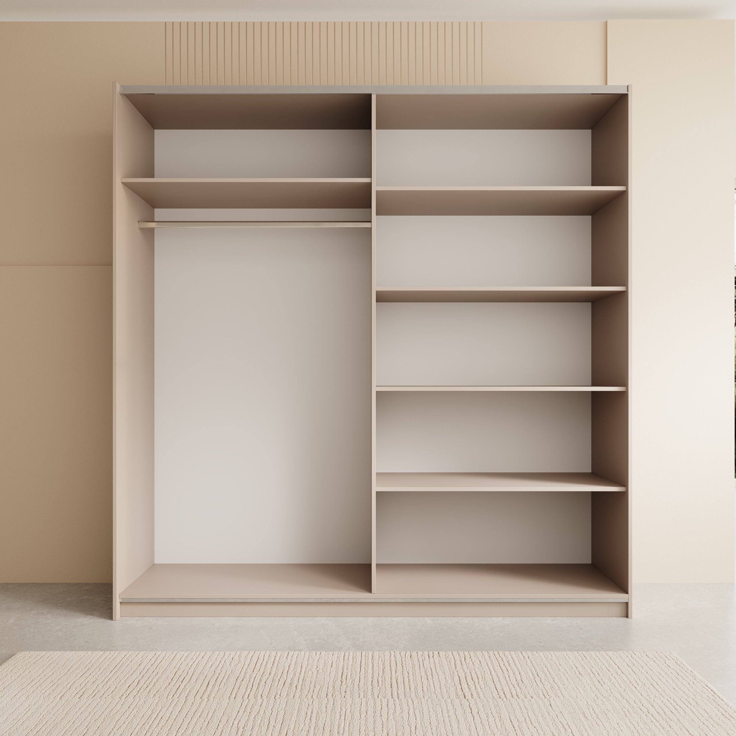 Andros - Kledingkast met schuifdeuren - Beige - 200x58x207 cm