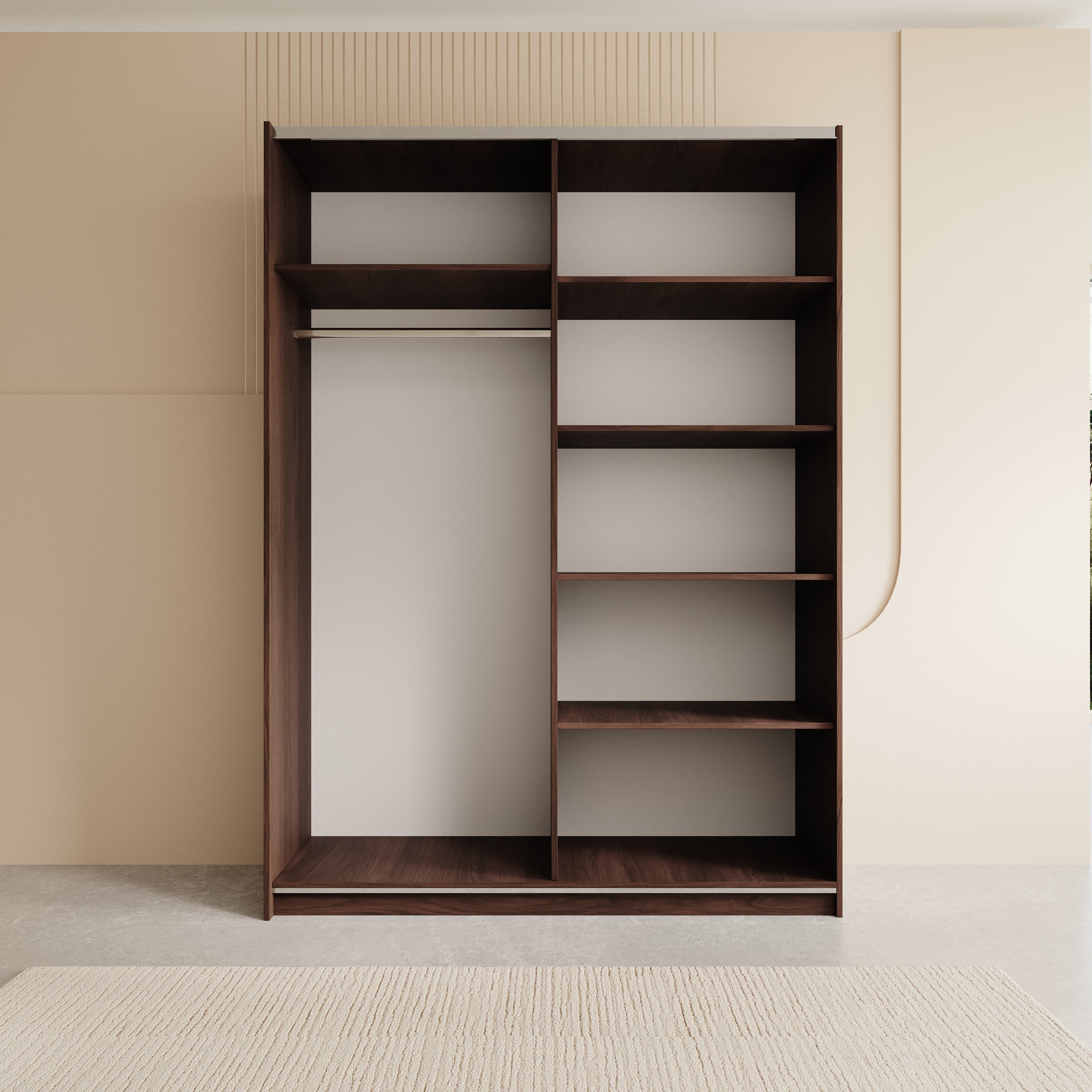 Andros - Kledingkast met schuifdeuren - Donker eiken - 150x58x207 cm