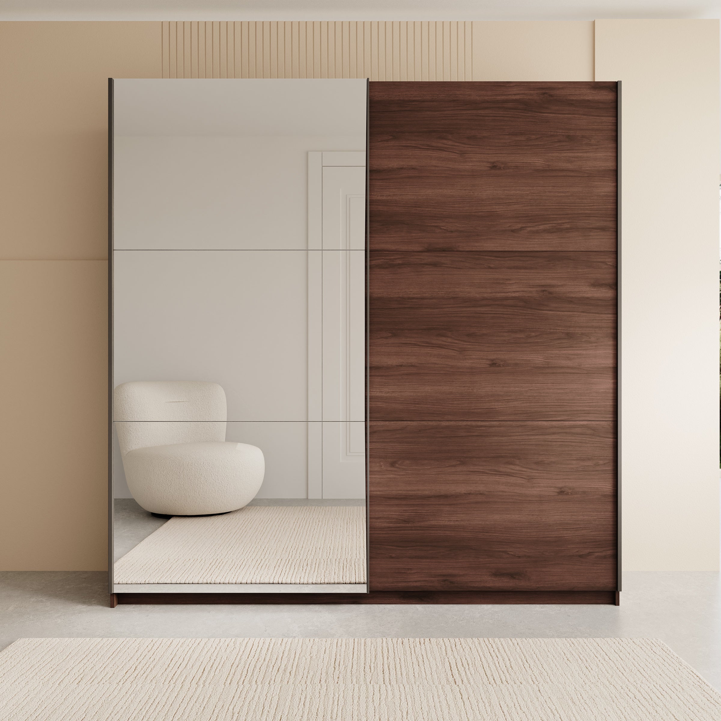 Andros - Kledingkast met schuifdeuren - Donker eiken - 200x58x207 cm