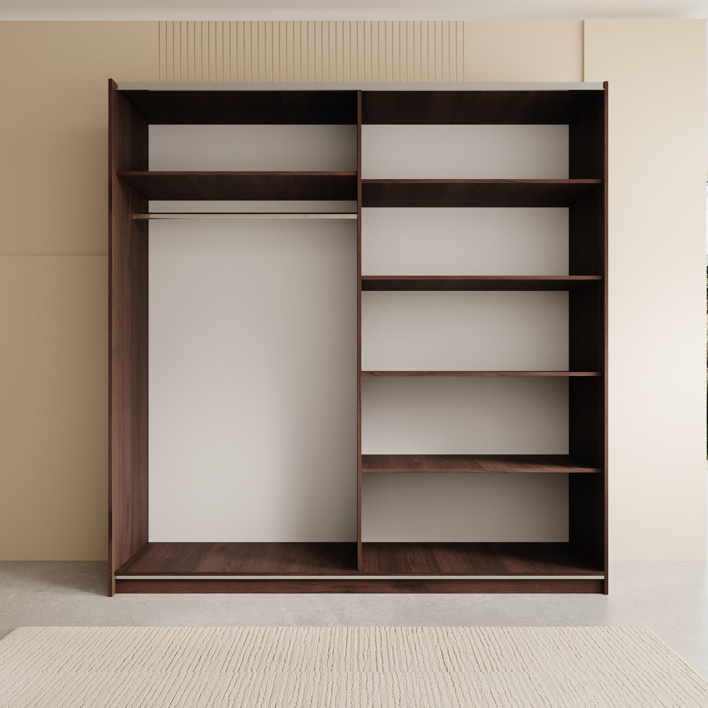 Andros - Kledingkast met schuifdeuren - Donker eiken - 200x58x207 cm