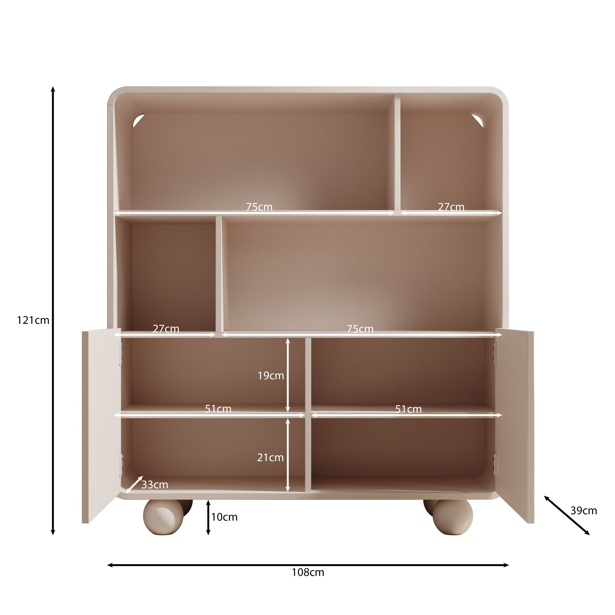 Anobo - Boekenkast - Beige - 108x39x121 cm