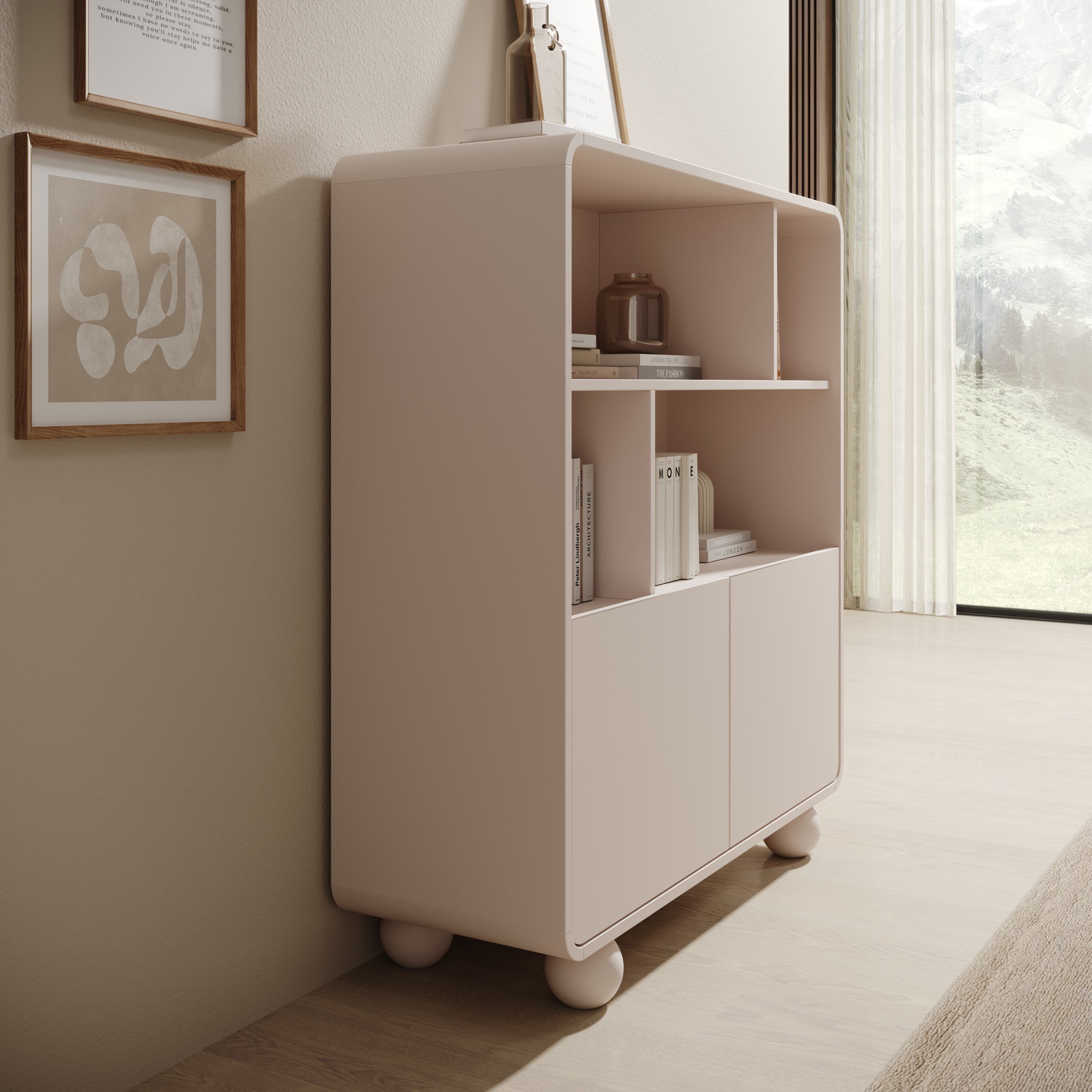 Anobo - Boekenkast - Beige - 108x39x121 cm