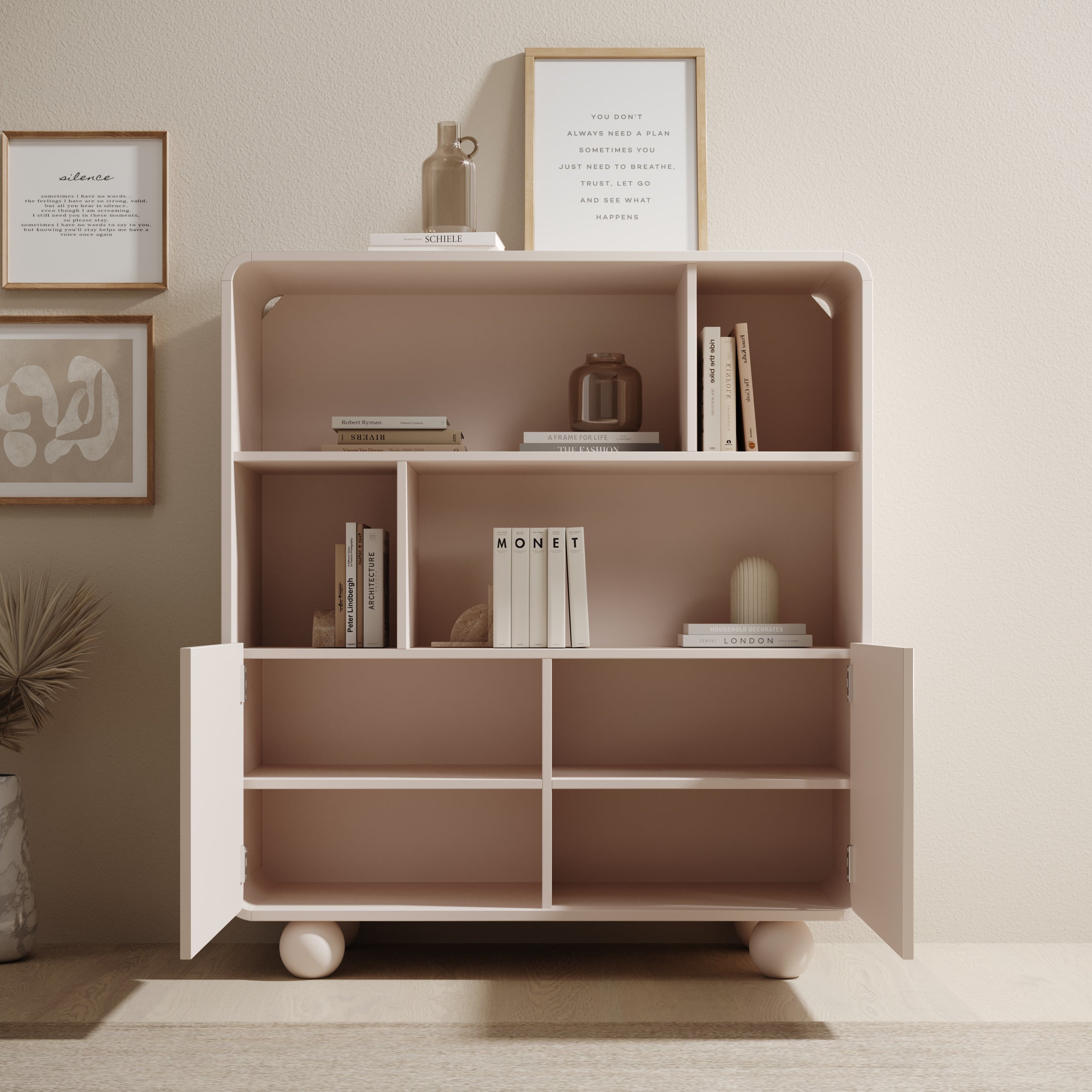 Anobo - Boekenkast - Beige - 108x39x121 cm