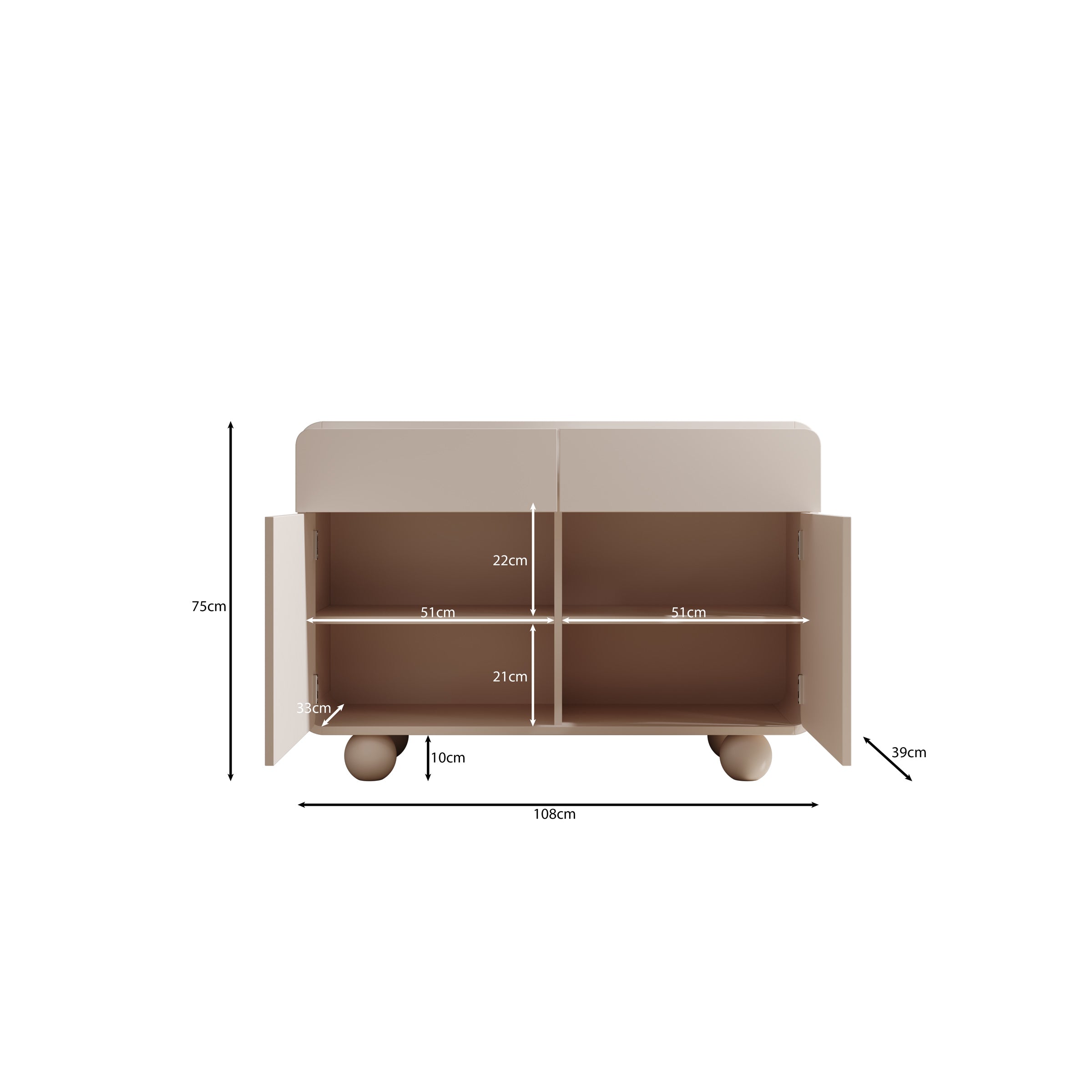 Anobo - Dressoir - Beige - 108x39x75 cm