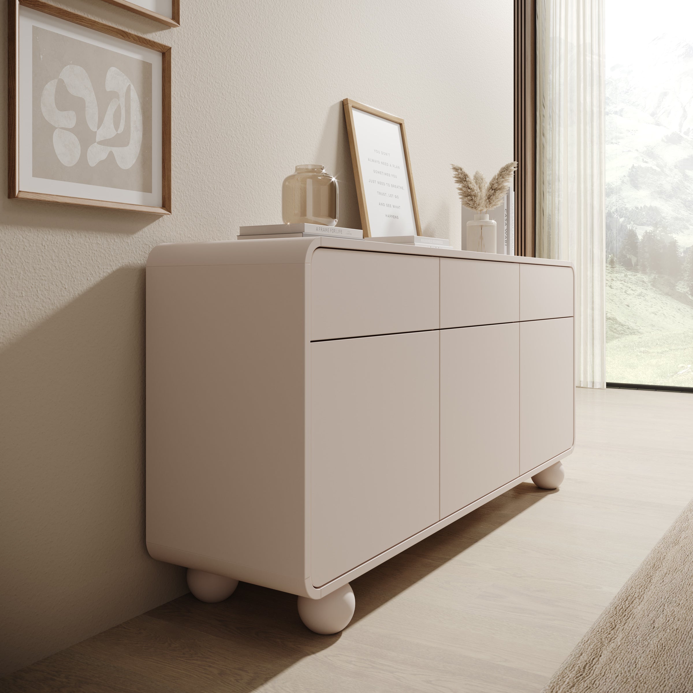 Anobo - Dressoir - Beige - 160x39x75 cm