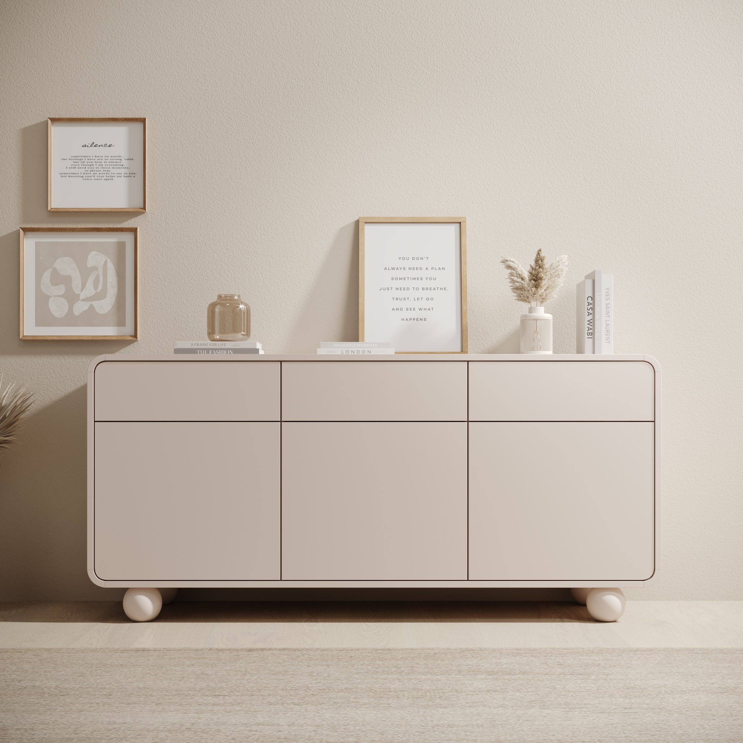 Anobo - Dressoir - Beige - 160x39x75 cm