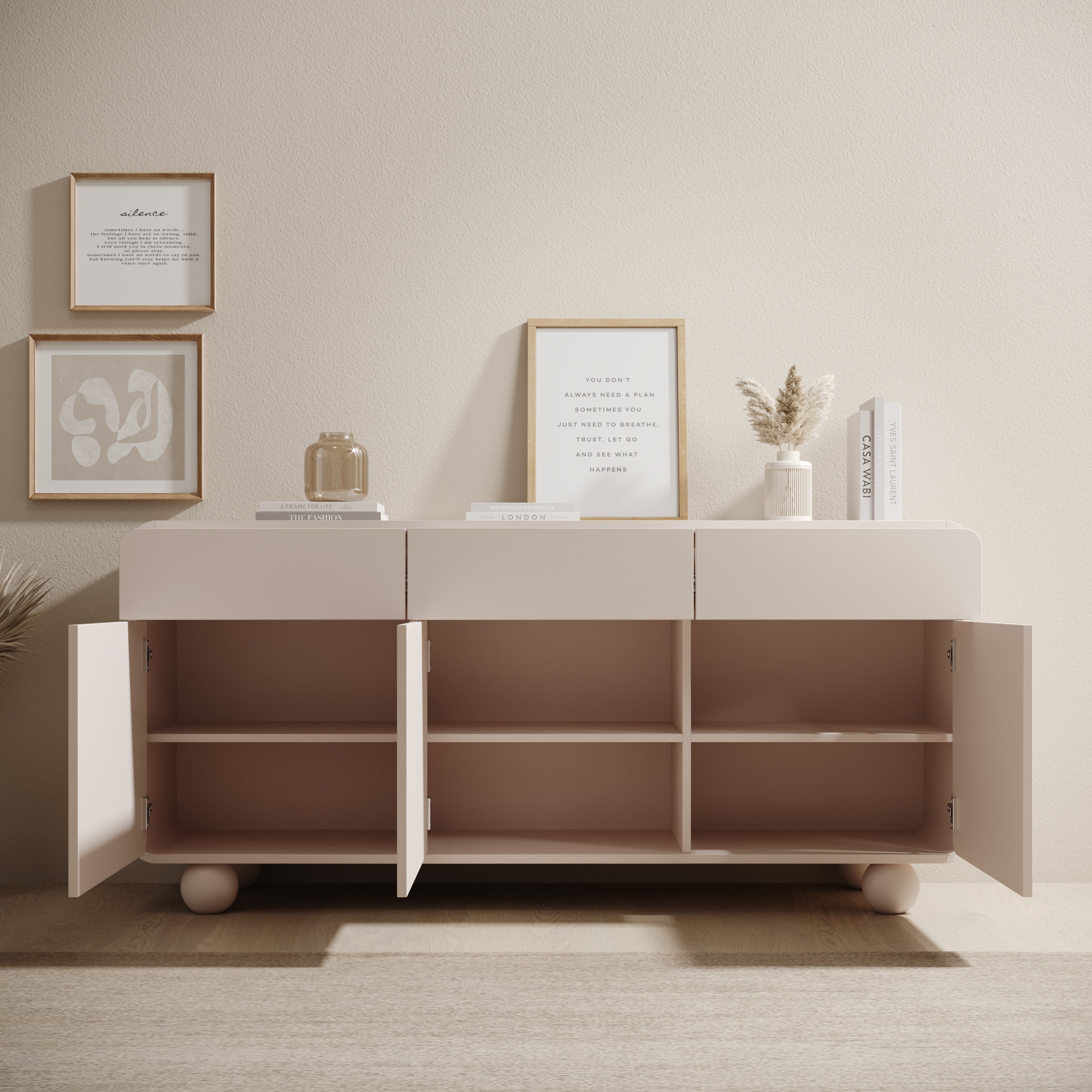 Anobo - Dressoir - Beige - 160x39x75 cm