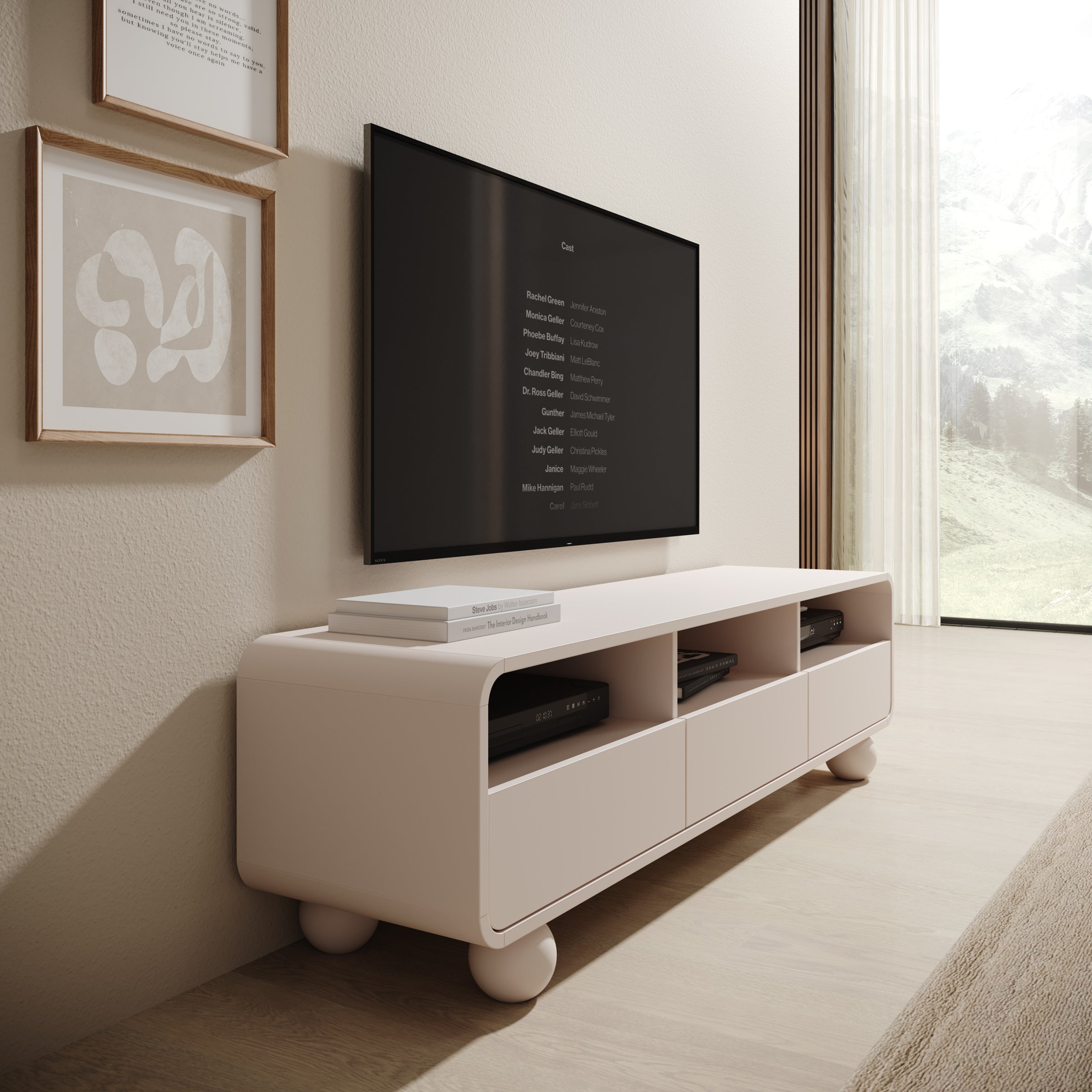 Anobo - TV-Meubel - Beige - 160x39x44 cm