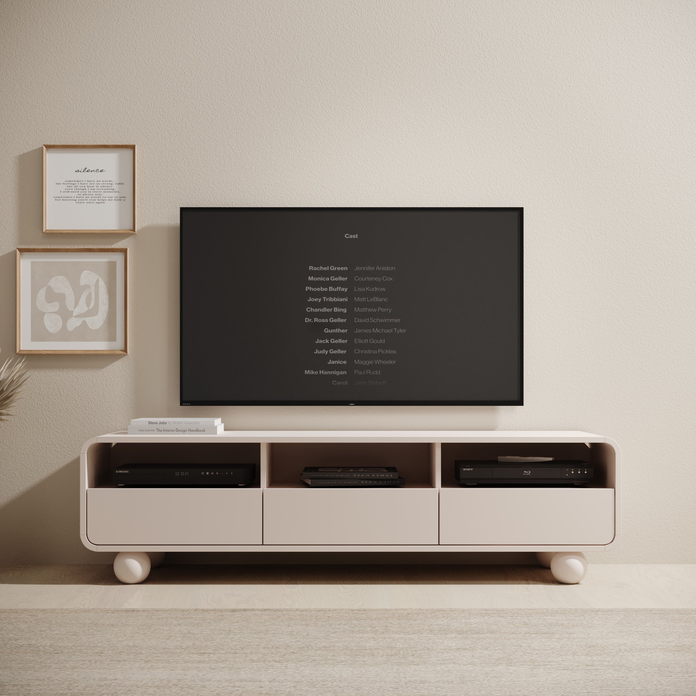 Anobo - TV-Meubel - Beige - 160x39x44 cm
