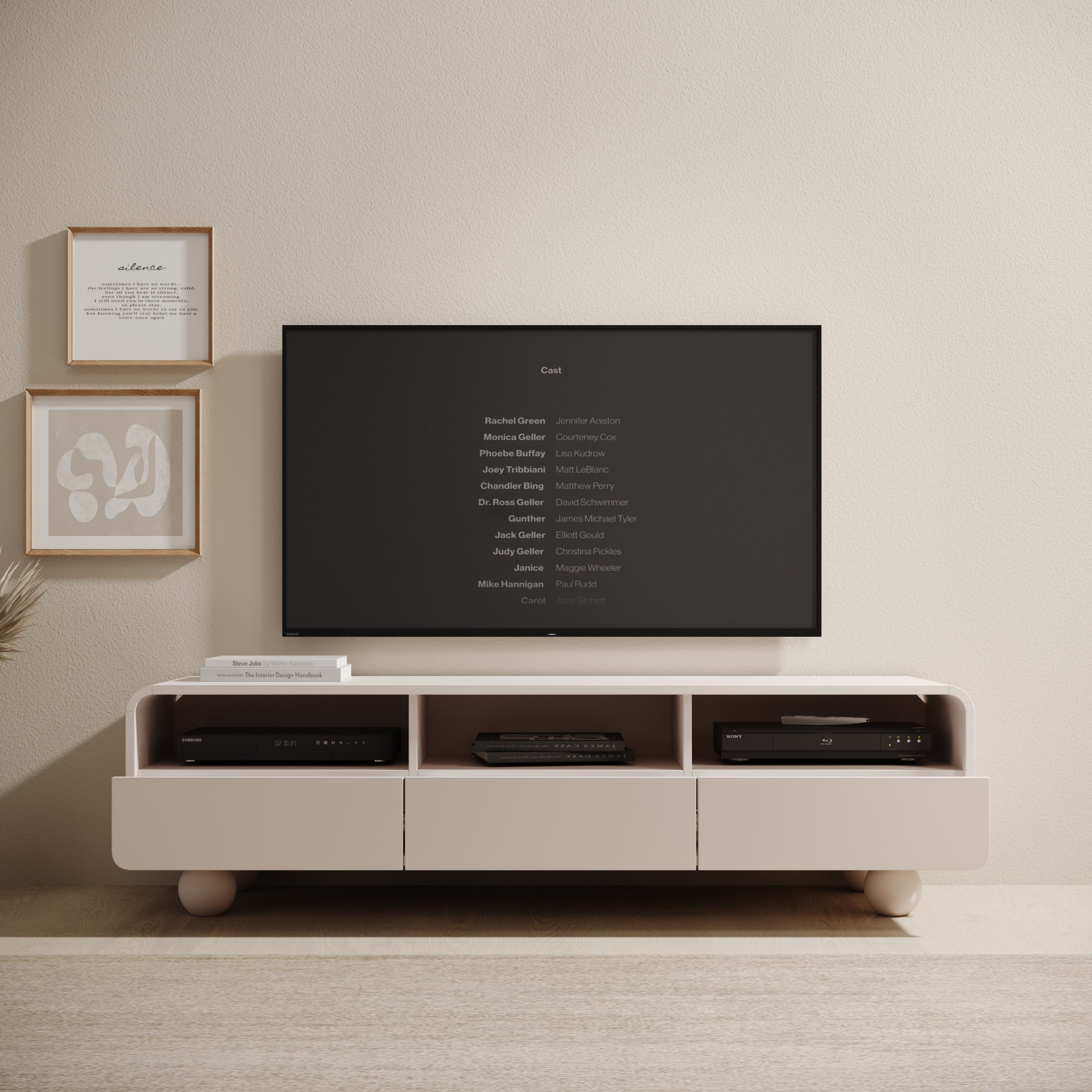 Anobo - TV-Meubel - Beige - 160x39x44 cm