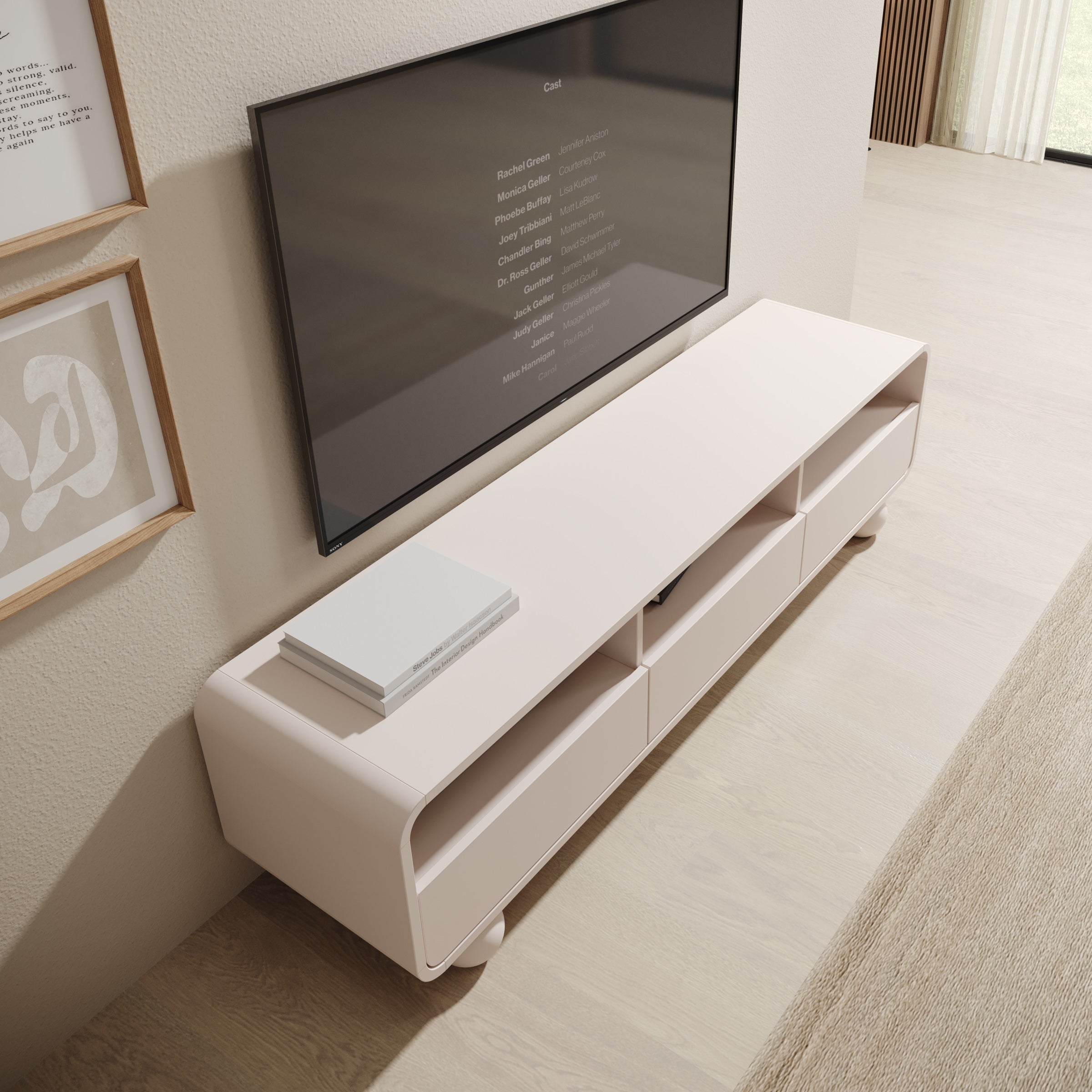 Anobo - TV-Meubel - Beige - 160x39x44 cm