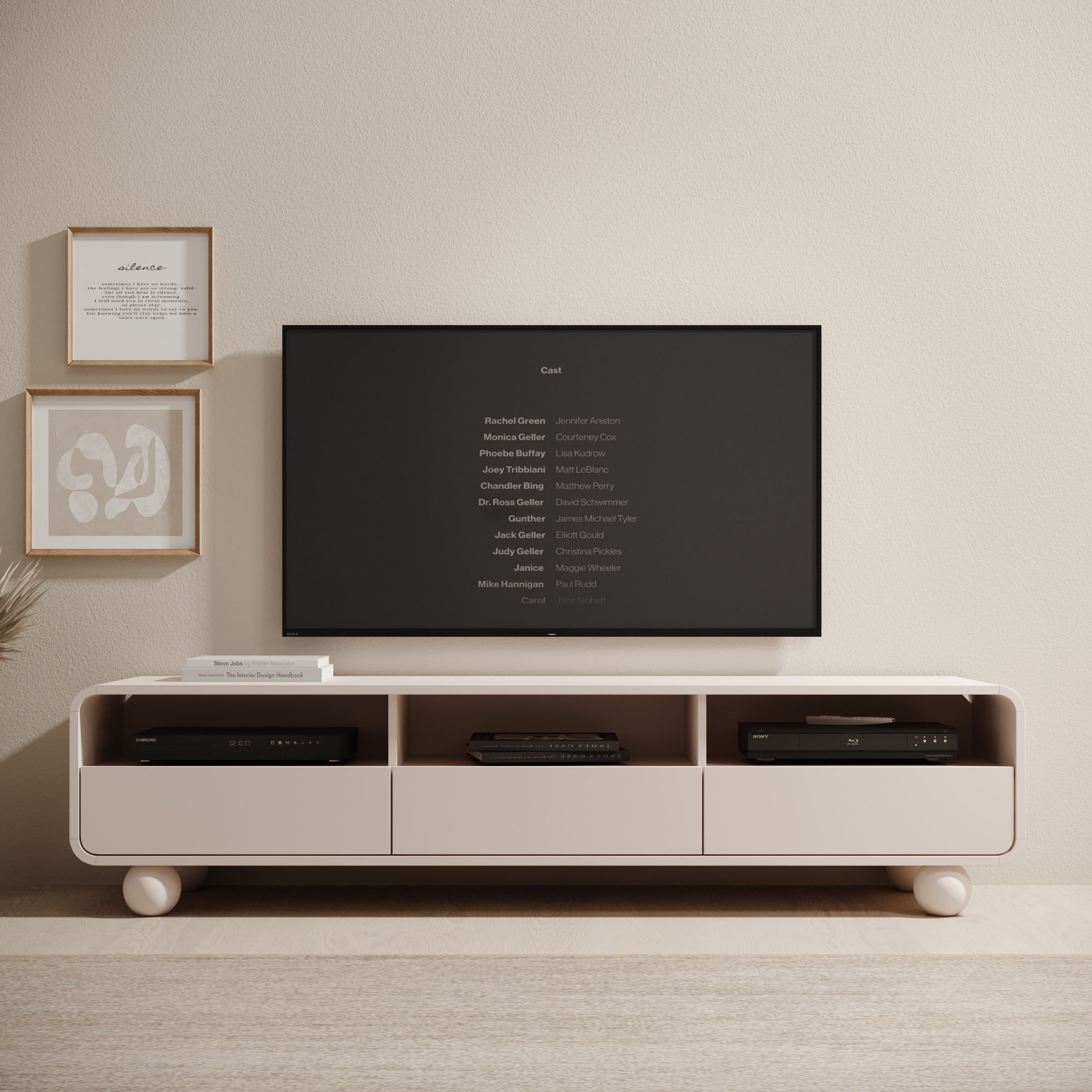 Anobo - TV-Meubel - Beige - 180x39x44 cm