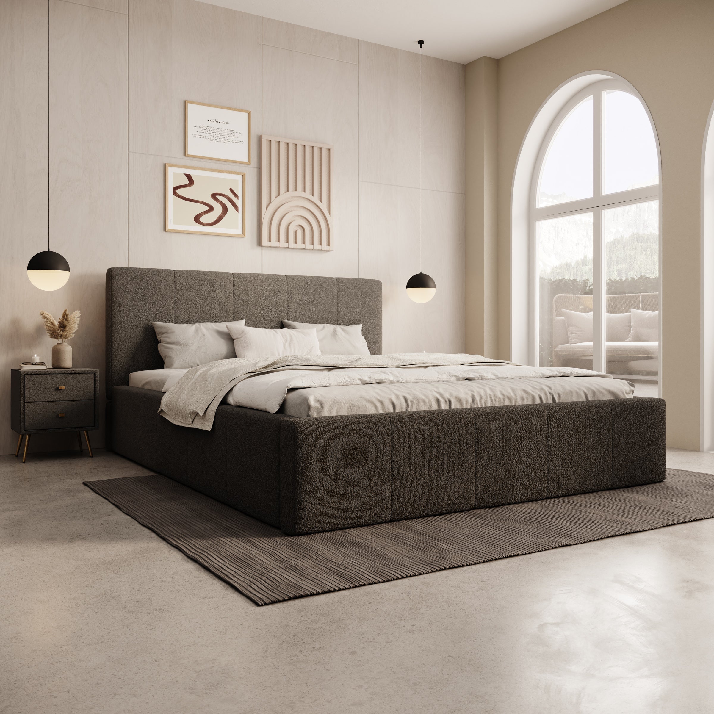 Anobon - Tweepersoonsbed - Grijs - 160x200 cm