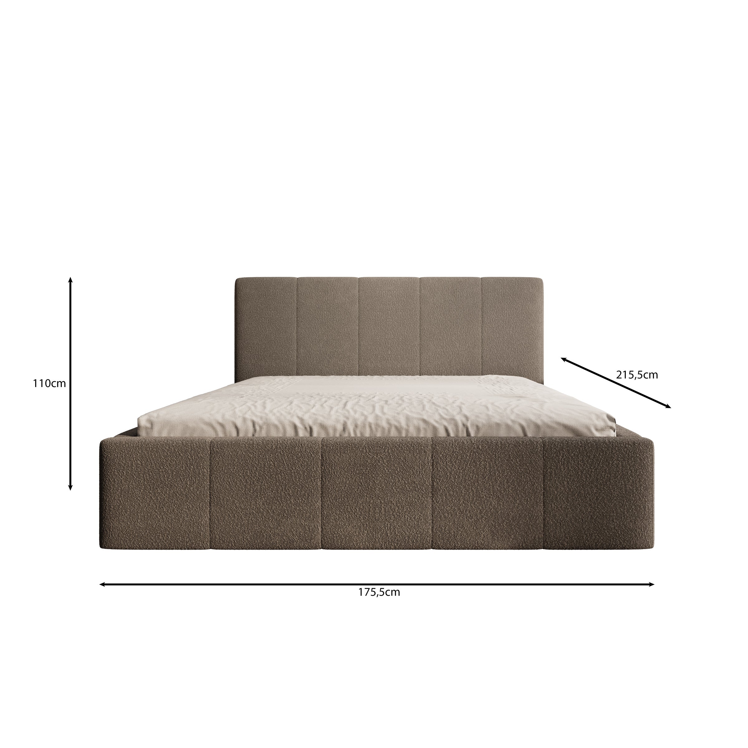 Anobon - Tweepersoonsbed - Grijs - 160x200 cm