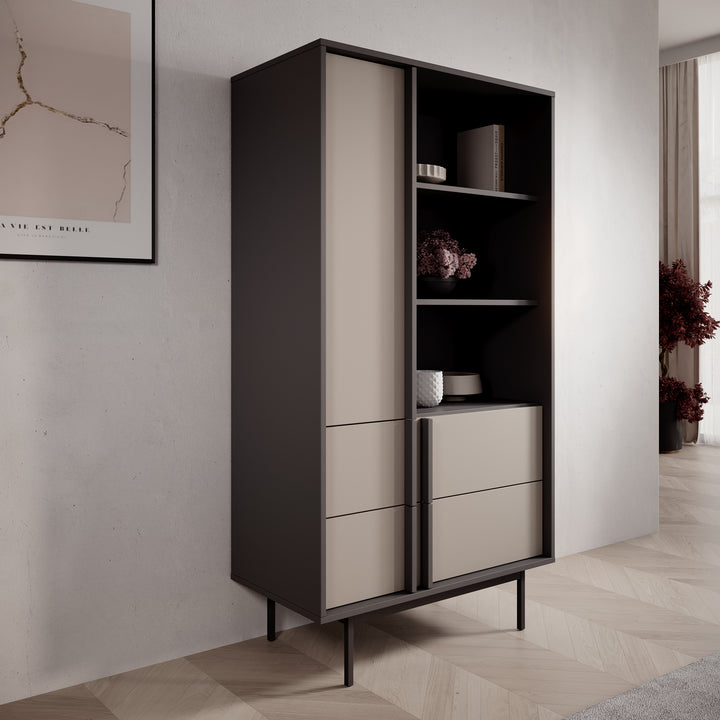 Antigo - Boekenkast - Beige/Antraciet - 83x43x155 cm