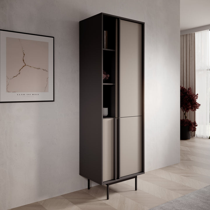 Antigo - Boekenkast - Beige/Antraciet - 63x43x195 cm