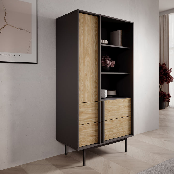 Antigo - Boekenkast - Eiken/Antraciet - 83x43x155 cm