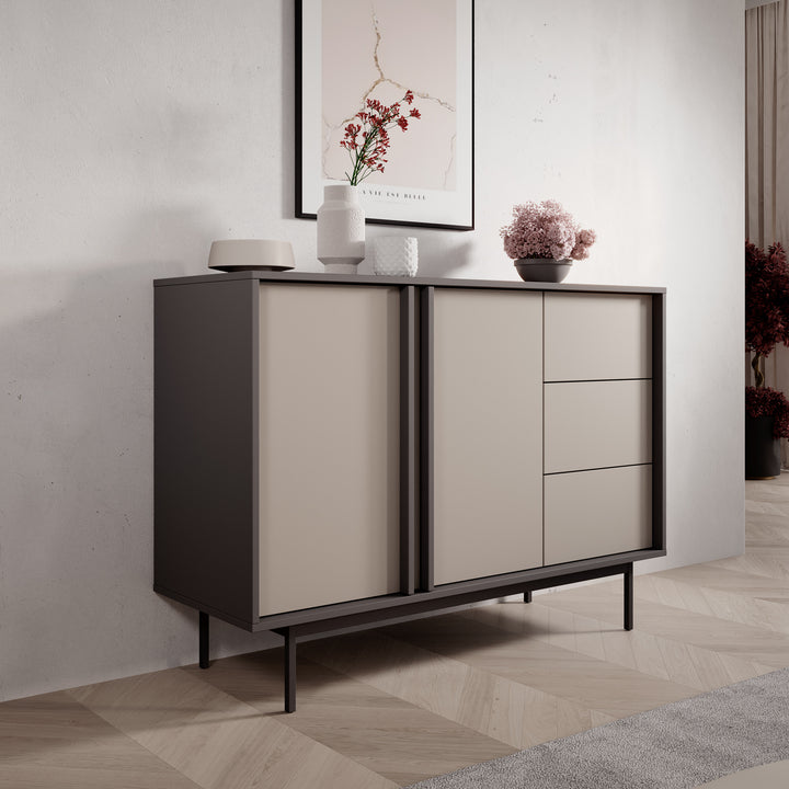 Antigo - Dressoir - Beige/Antraciet - 123x43x87 cm