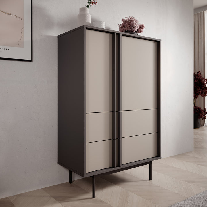 Antigo - Dressoir - Beige/Antraciet - 83x43x127 cm
