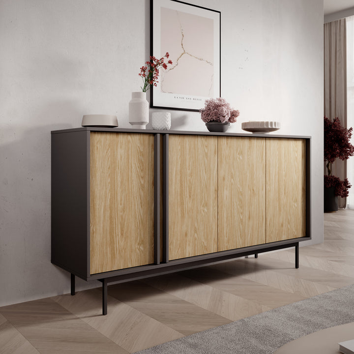 Antigo - Dressoir - Eiken/Antraciet - 163x43x87 cm