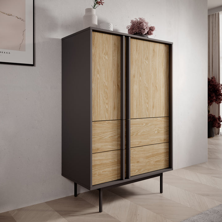 Antigo - Dressoir - Eiken/Antraciet - 83x43x127 cm