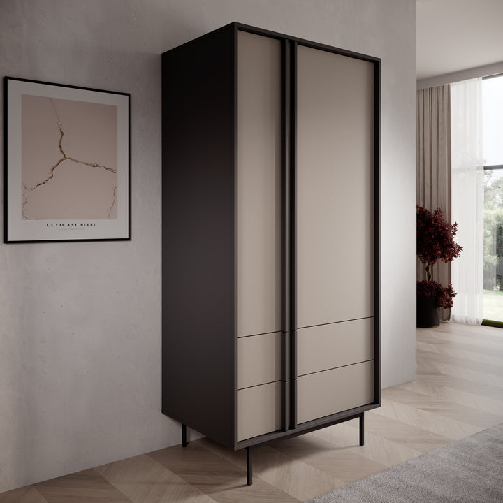 Antigo - Kledingkast 2 deurs - Beige/Antraciet - 93x60x195 cm