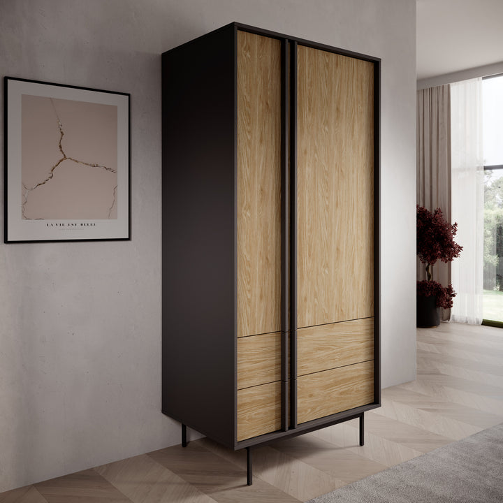 Antigo - Kledingkast 2 deurs - Eiken/Antraciet - 93x60x195 cm