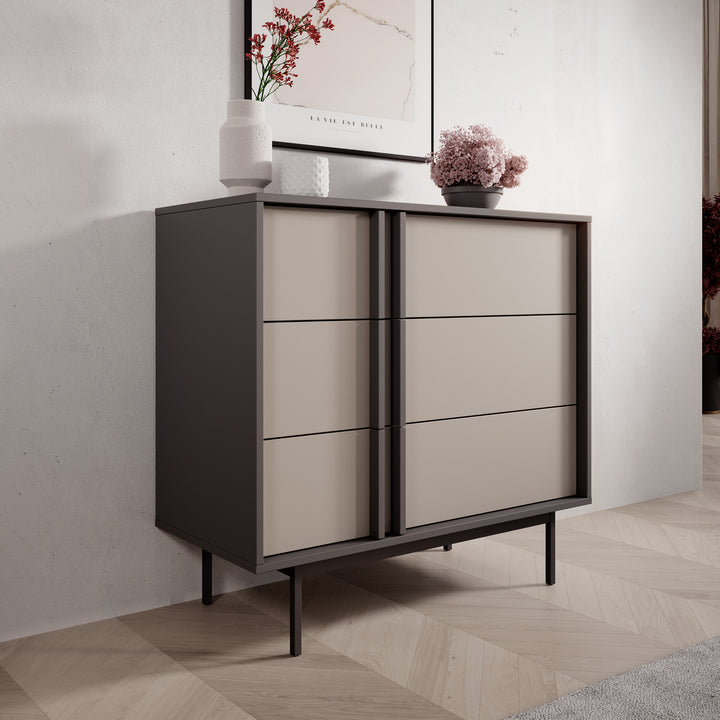 Antigo - Ladekast met 3 lades - Beige/Antraciet - 93x43x87 cm
