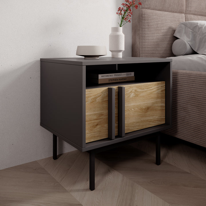 Antigo - Nachtkastje - Eiken/Antraciet - 53x53x43 cm