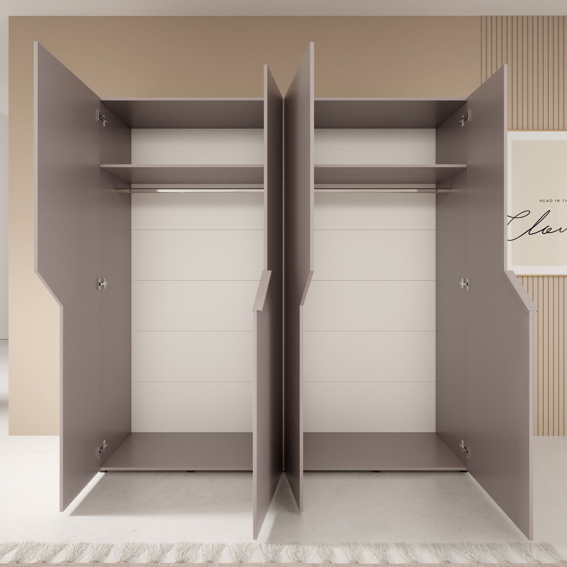 Arena - Kledingkast 4-deurs - Beige - 200x50x202 cm
