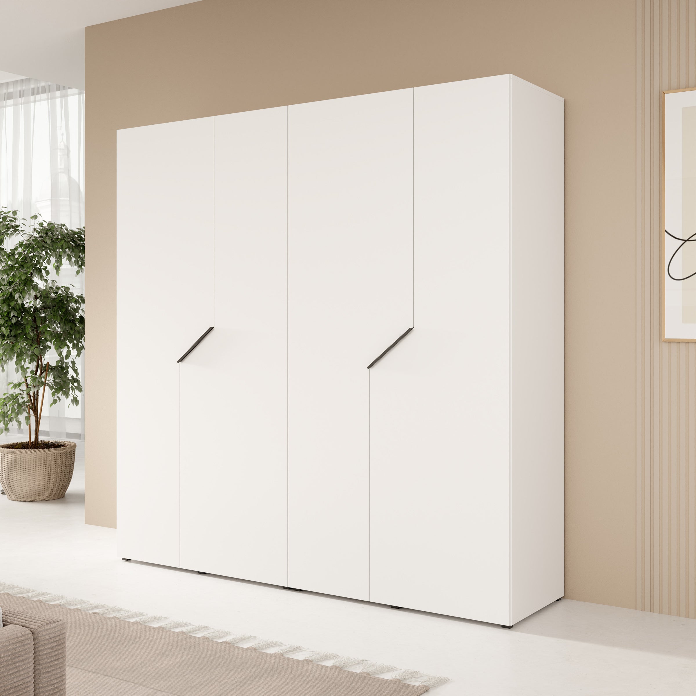 Arena - Kledingkast 4-deurs - Wit - 200x50x202 cm