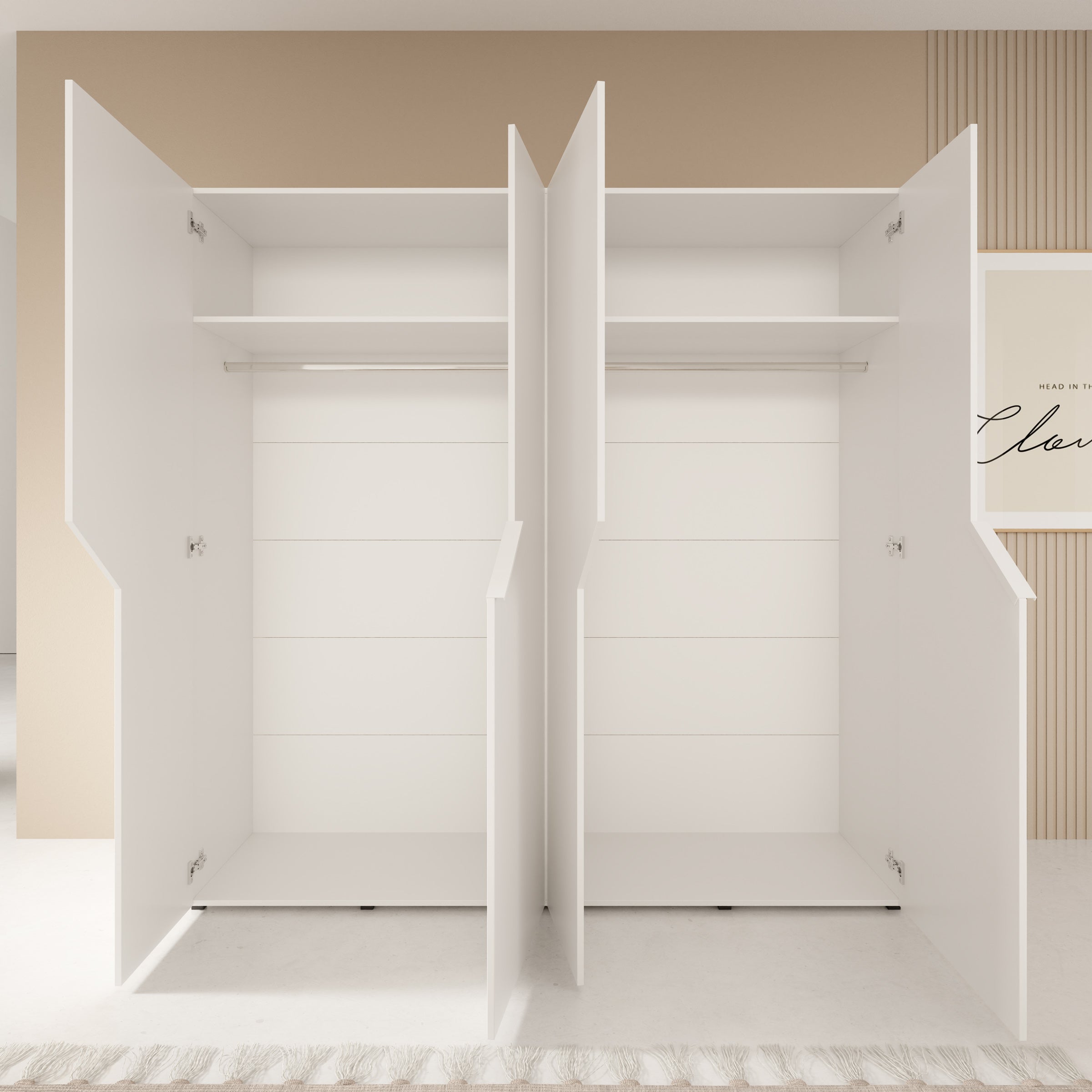 Arena - Kledingkast 4-deurs - Wit - 200x50x202 cm