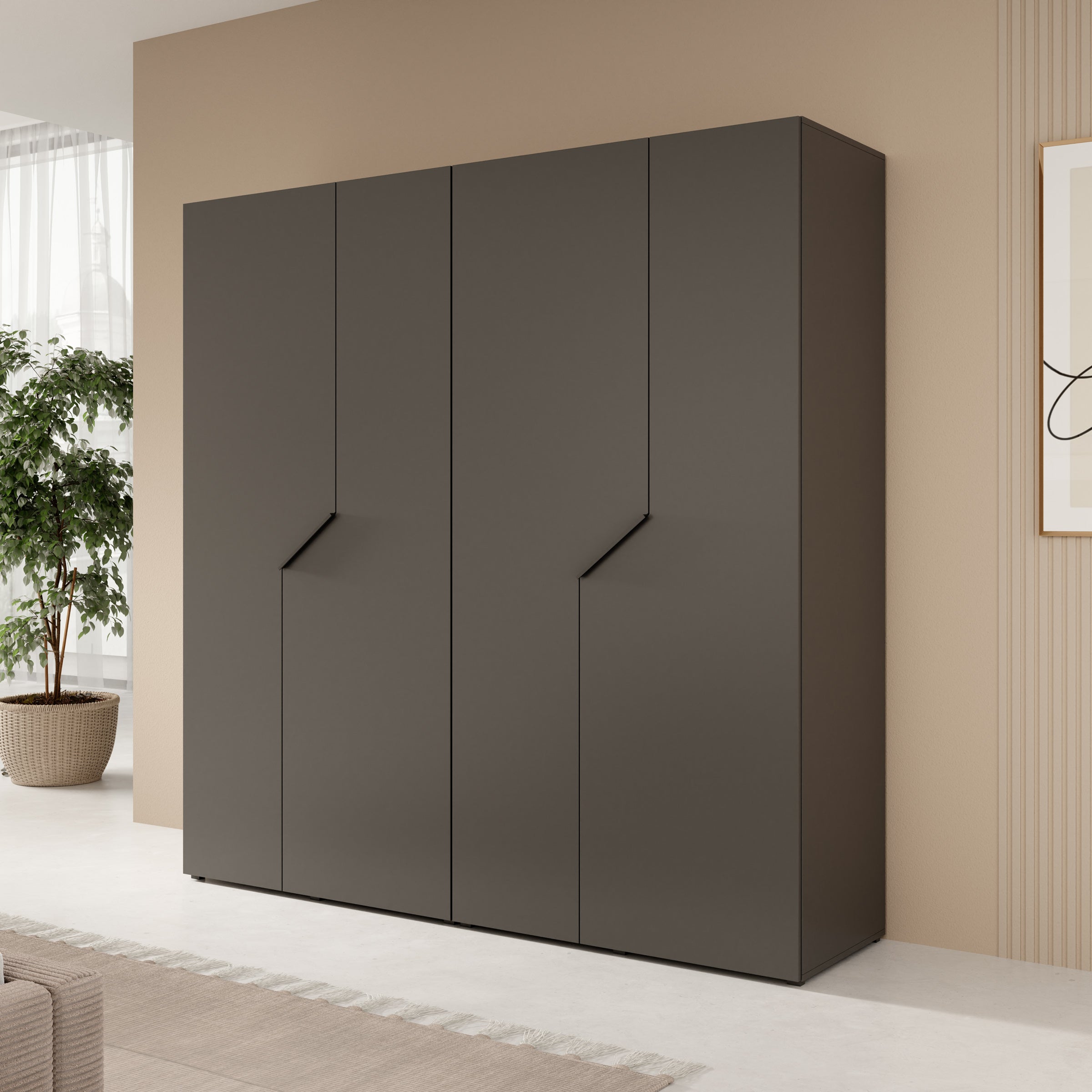 Arena - Kledingkast 4-deurs - Zwart - 200x50x202 cm