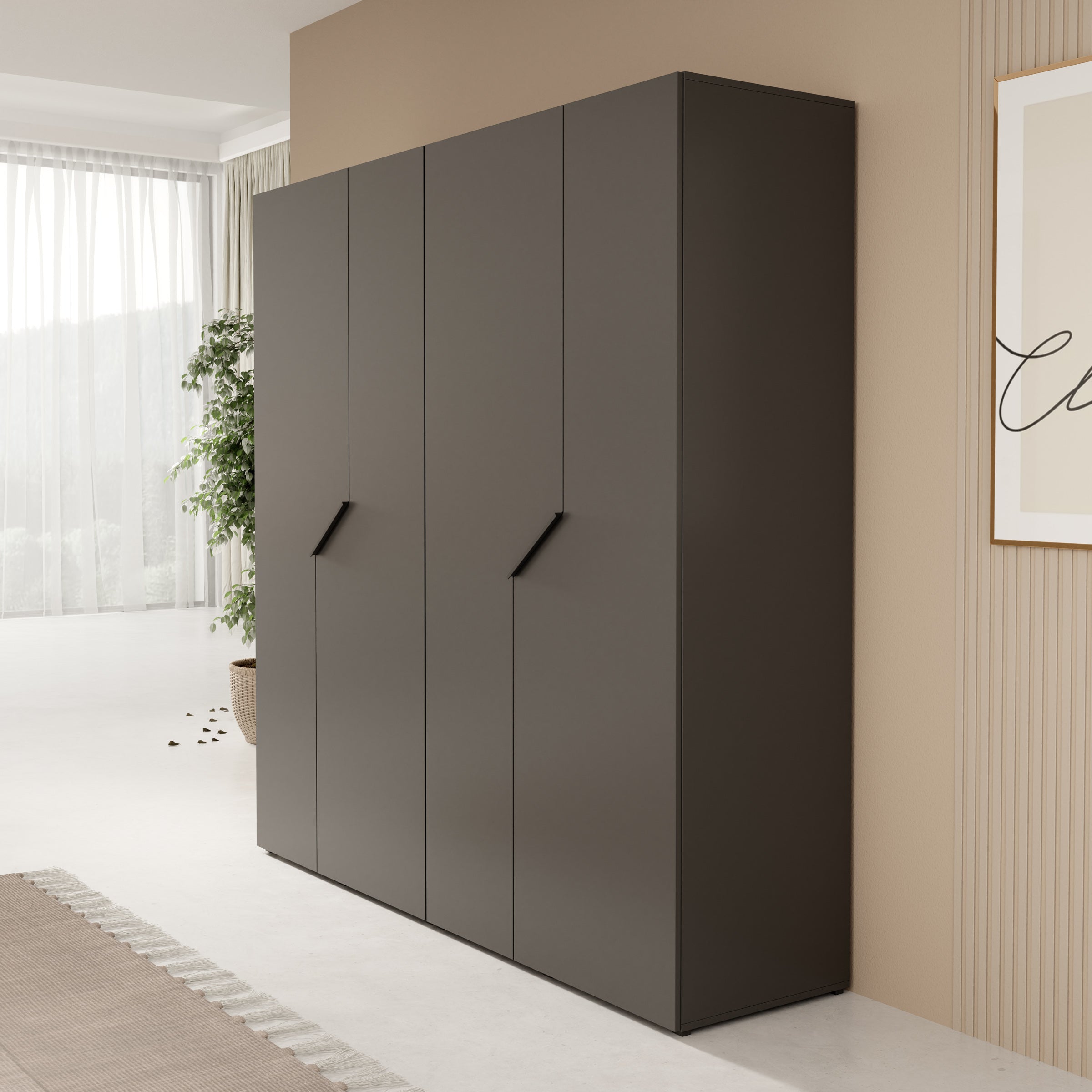 Arena - Kledingkast 4-deurs - Zwart - 200x50x202 cm
