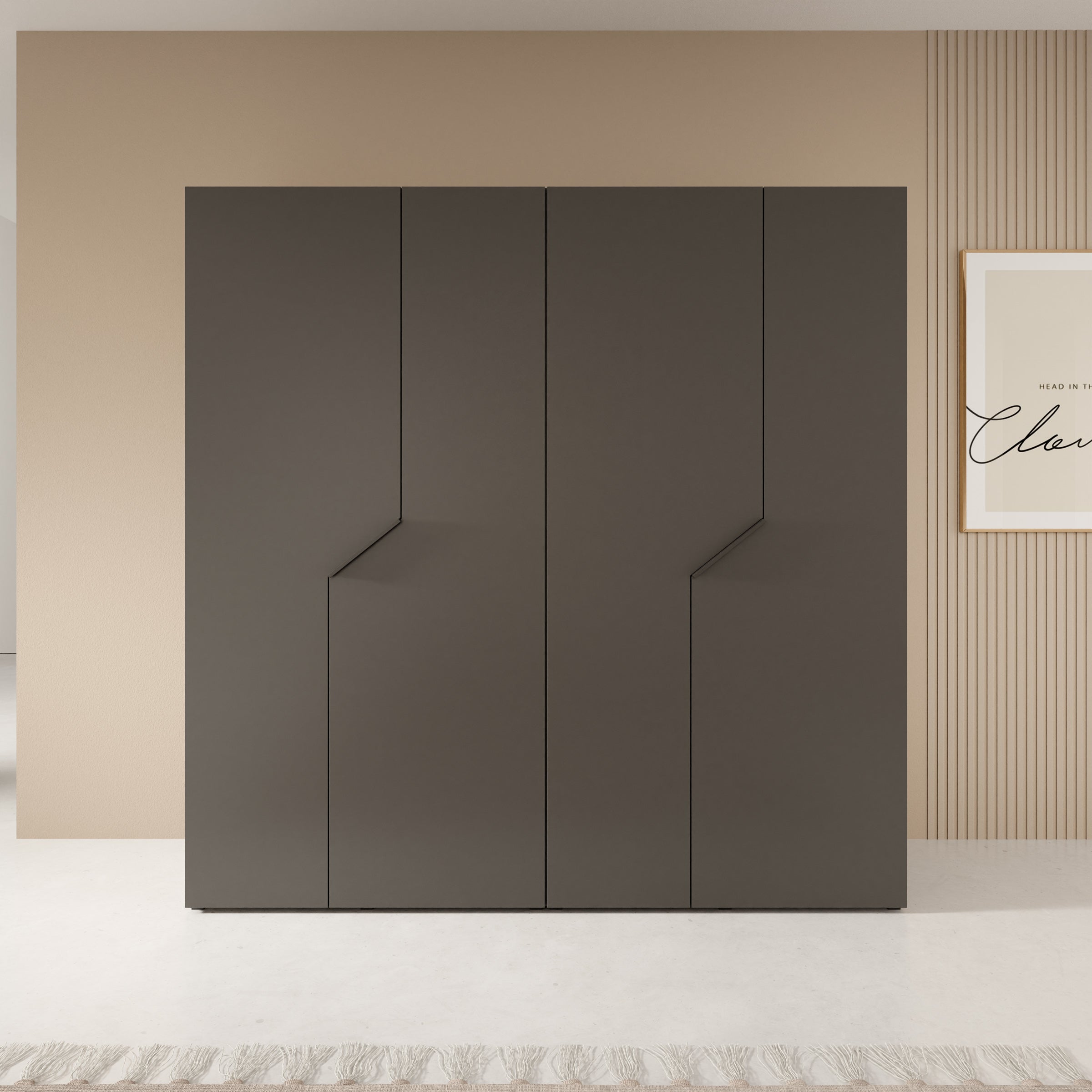 Arena - Kledingkast 4-deurs - Zwart - 200x50x202 cm
