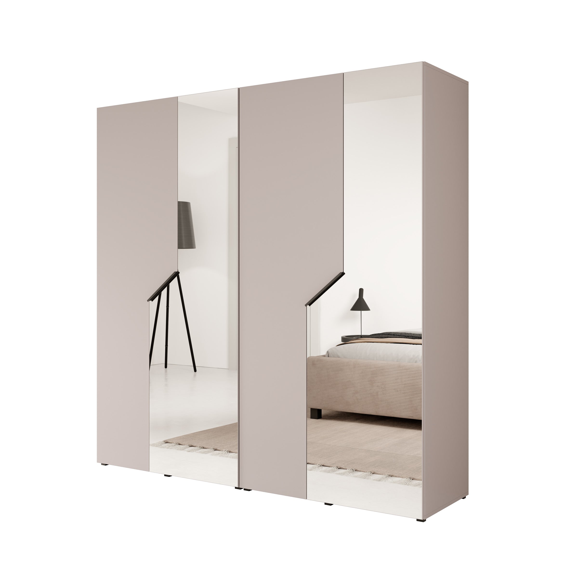Arena - Kledingkast 4-deurs met spiegel - Beige - 200x50x202 cm
