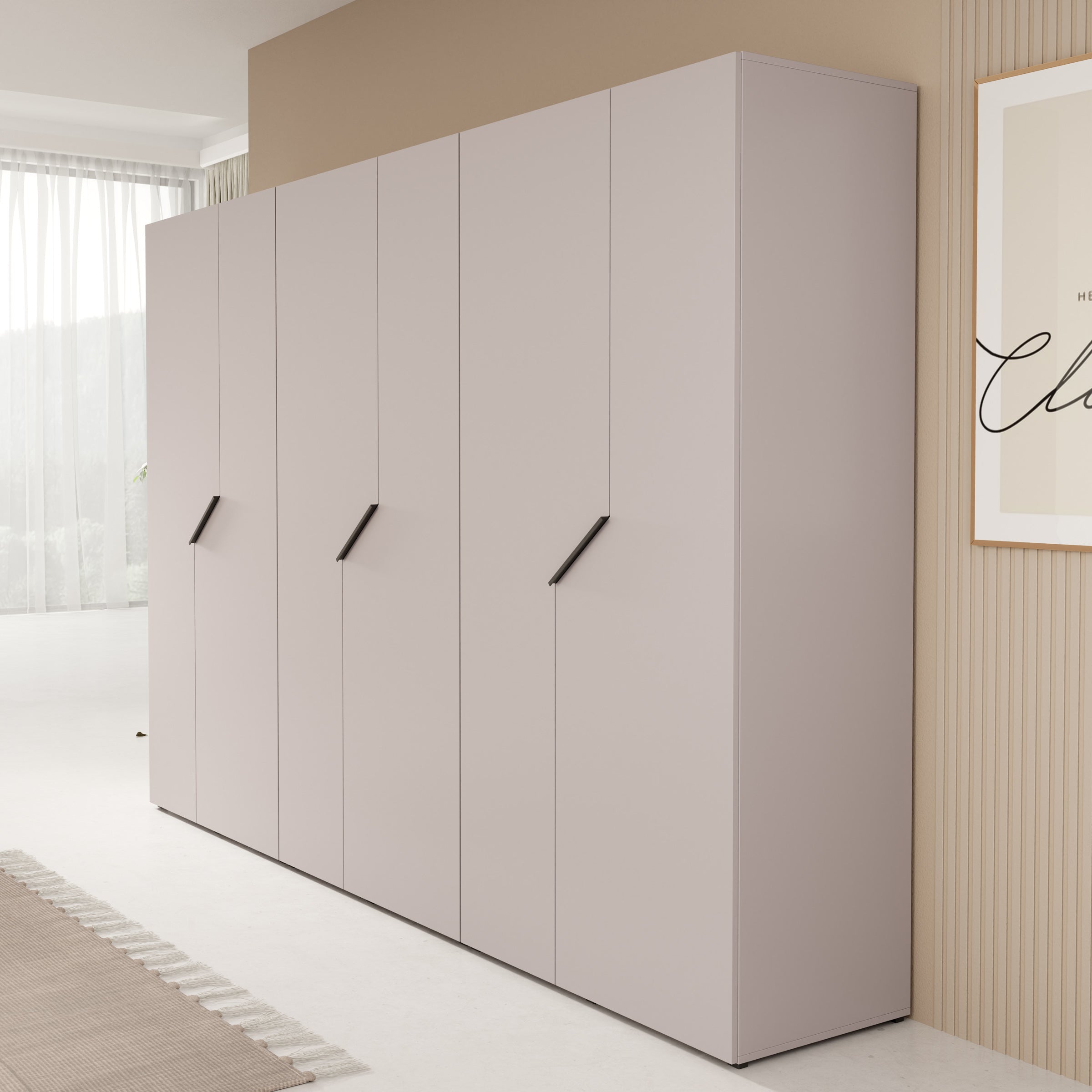 Arena - Kledingkast 6-deurs - Beige - 300x50x202 cm