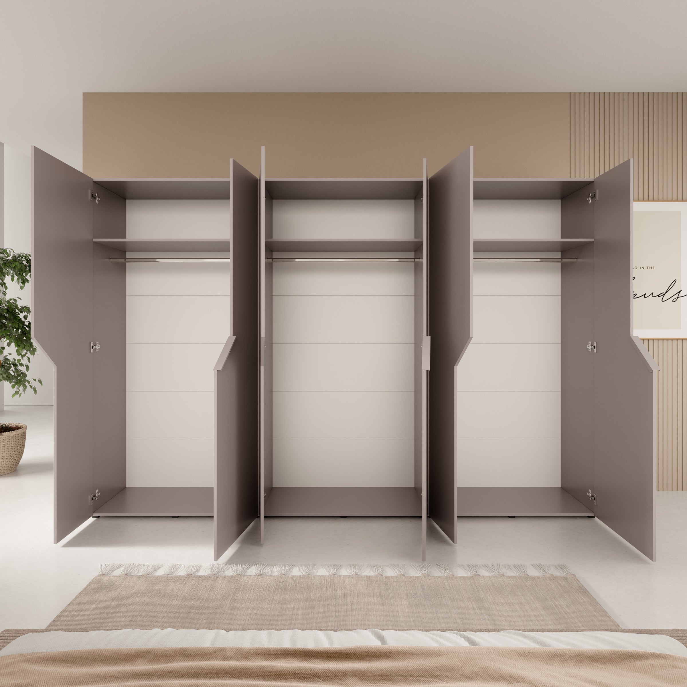 Arena - Kledingkast 6-deurs - Beige - 300x50x202 cm
