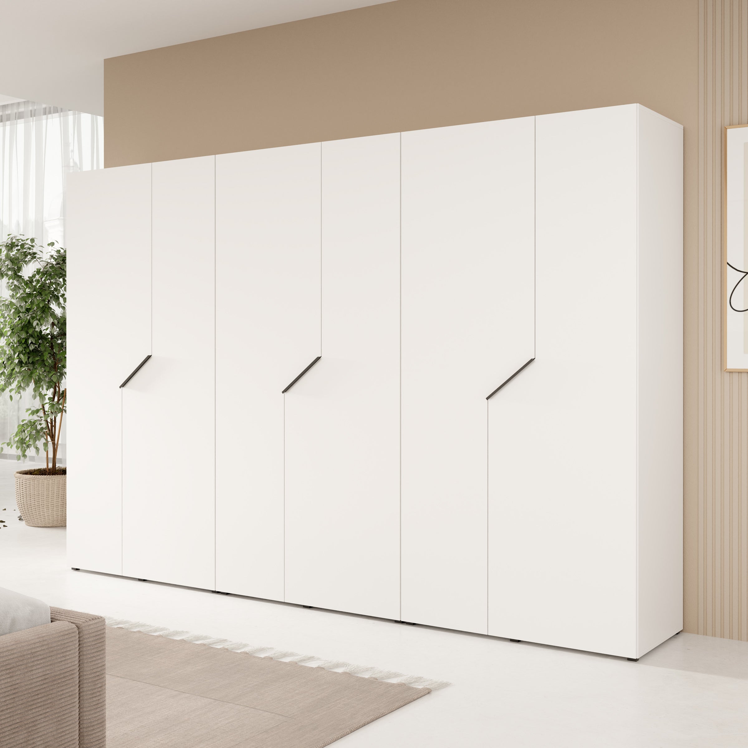 Arena - Kledingkast 6-deurs - Wit - 300x50x202 cm