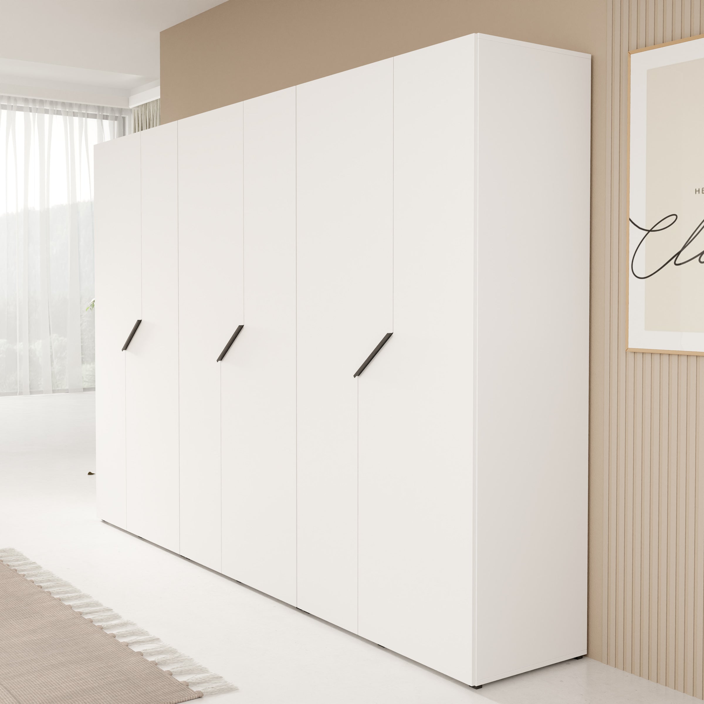 Arena - Kledingkast 6-deurs - Wit - 300x50x202 cm