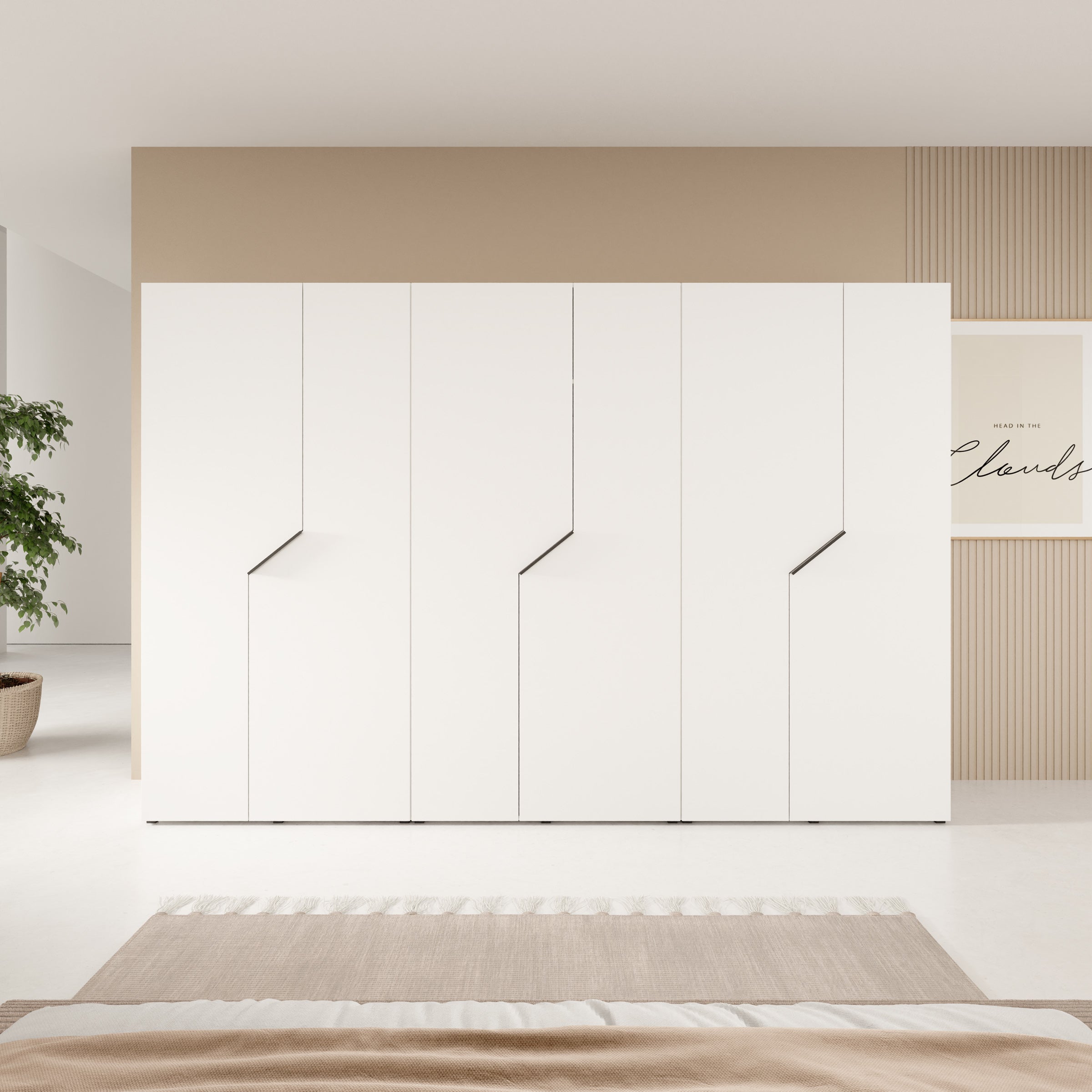 Arena - Kledingkast 6-deurs - Wit - 300x50x202 cm