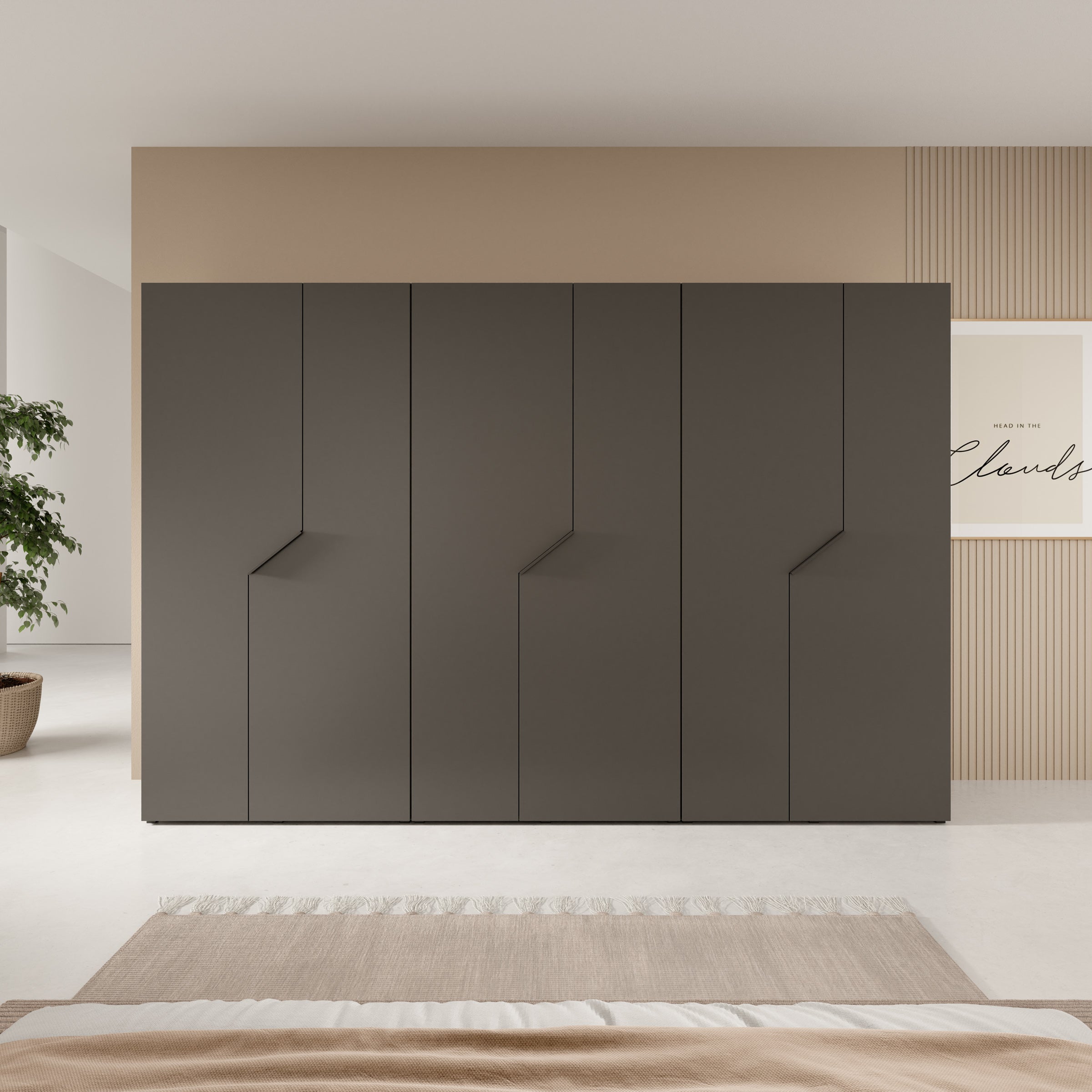 Arena - Kledingkast 6-deurs - Zwart - 300x50x202 cm