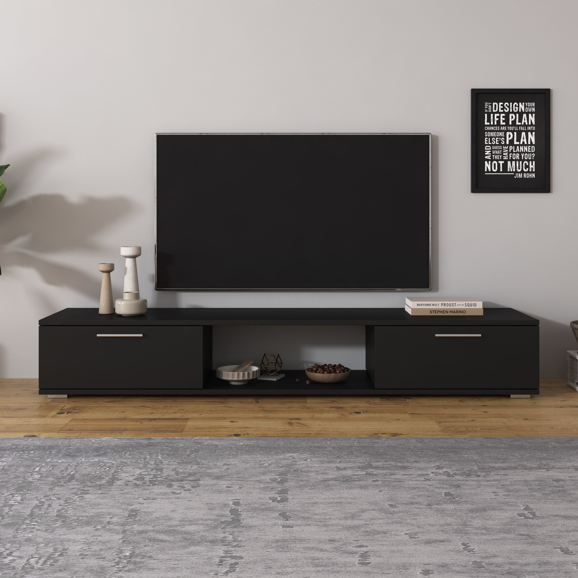 Arkansas - TV-Meubel - Zwart - 176x40x28 cm