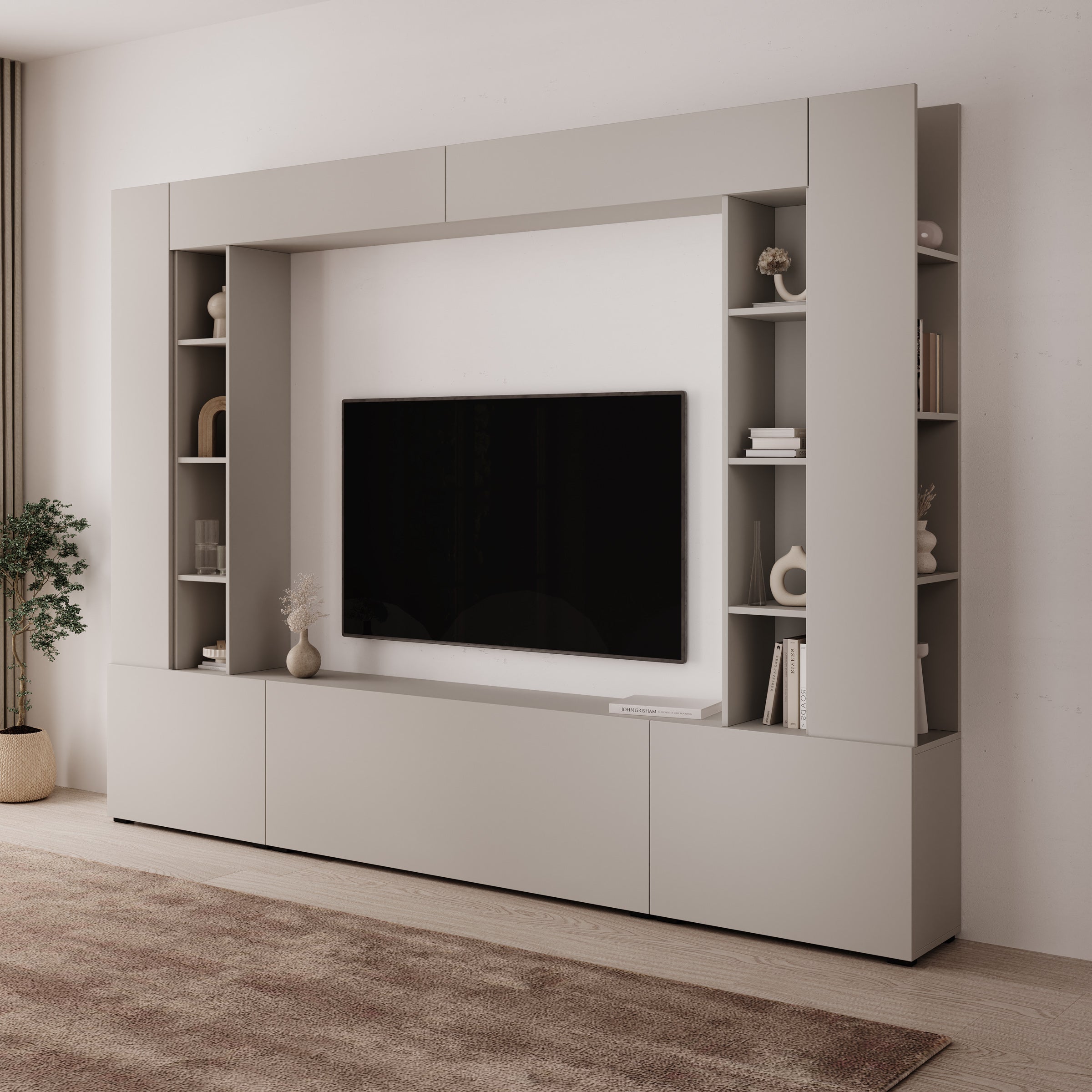 Arlo - Wandmeubel - Beige - 261x29x194 cm