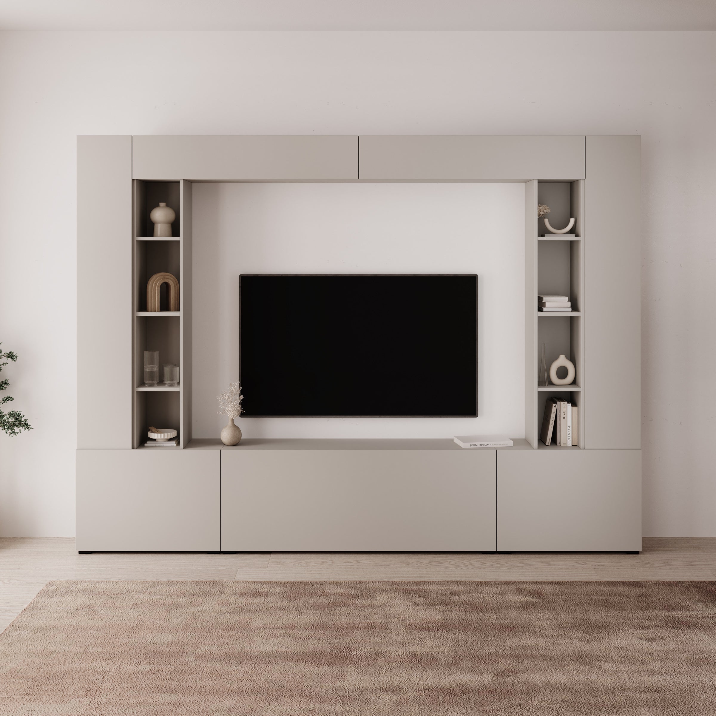 Arlo - Wandmeubel - Beige - 261x29x194 cm