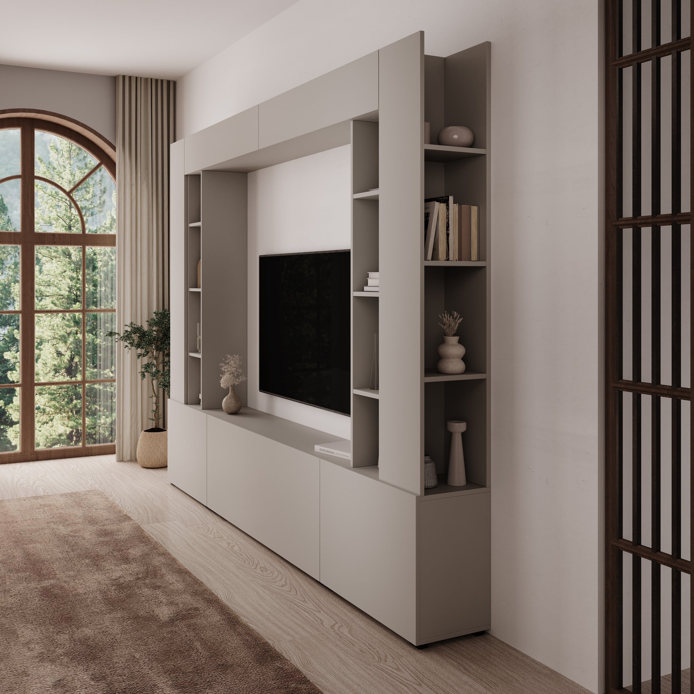 Arlo - Wandmeubel - Beige - 261x29x194 cm
