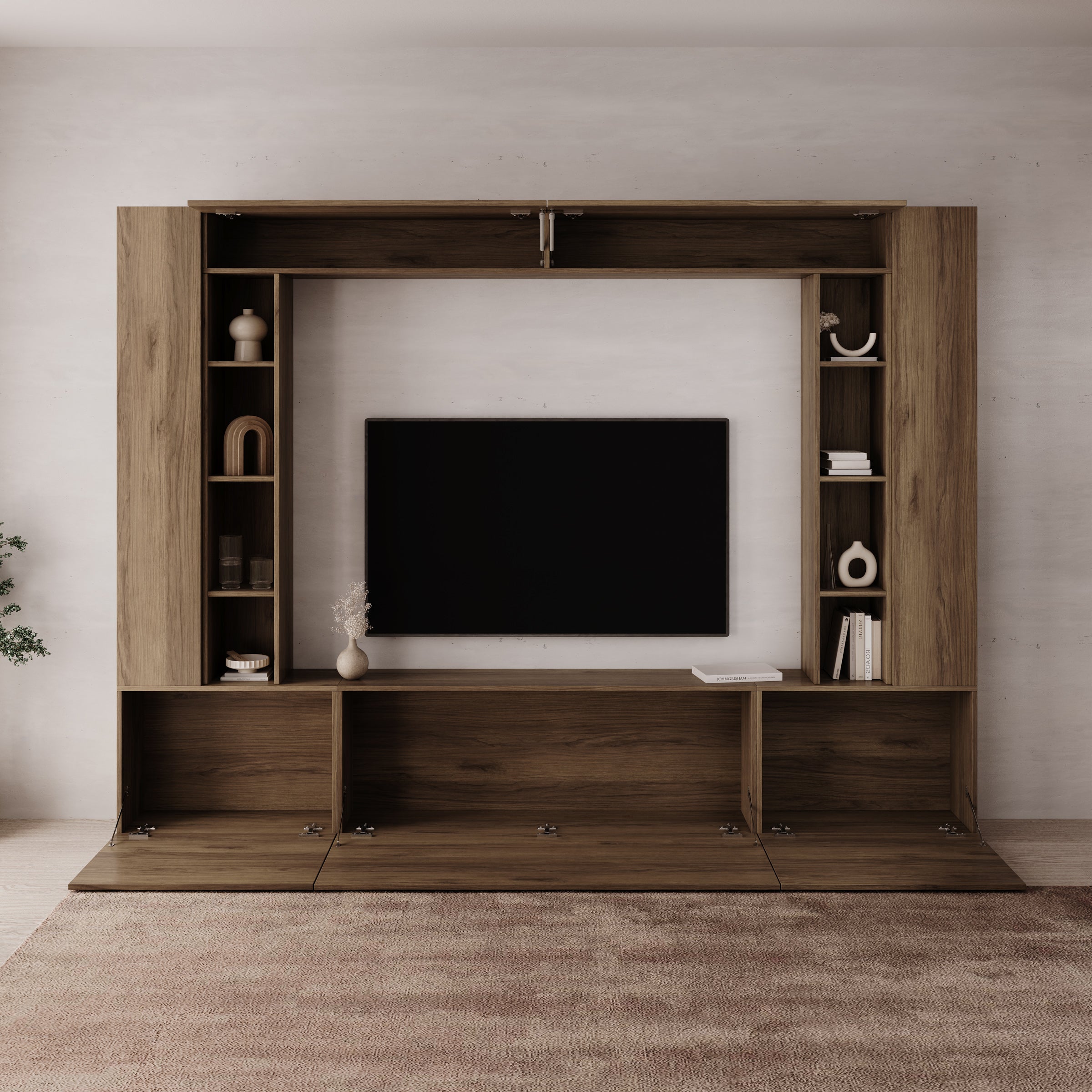 Arlo - Wandmeubel - Eikenpatroon - 261x29x194 cm