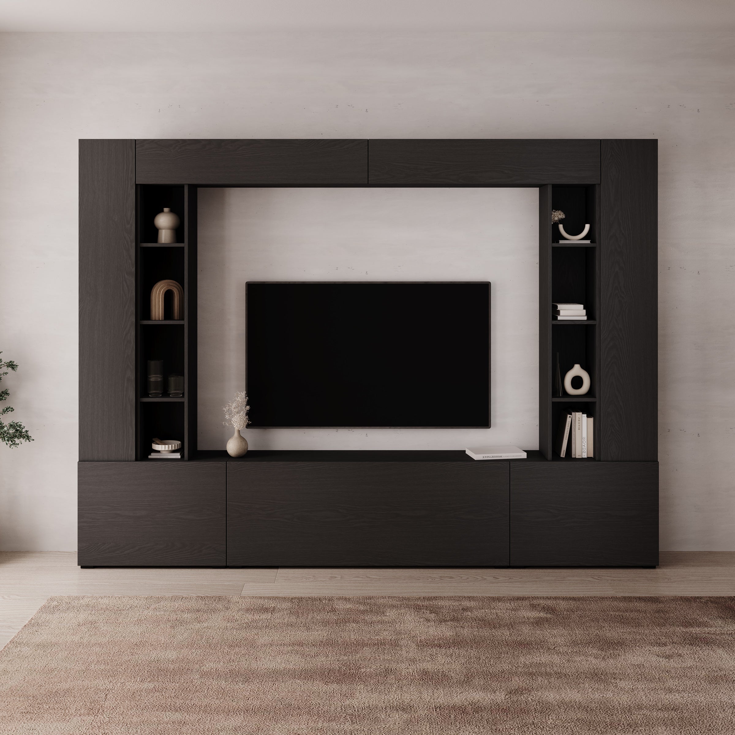 Arlo - Wandmeubel - Zwart - 261x29x194 cm