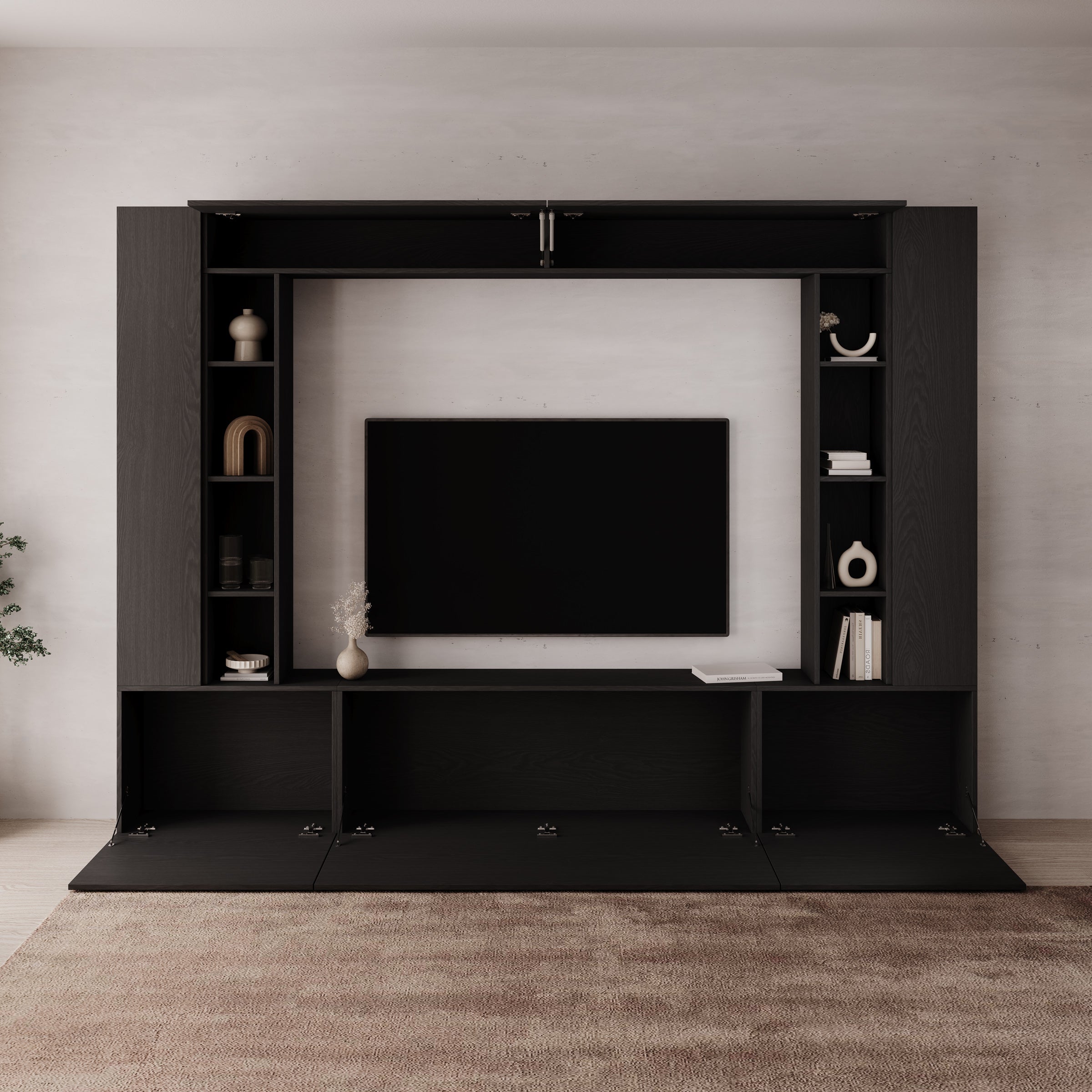 Arlo - Wandmeubel - Zwart - 261x29x194 cm